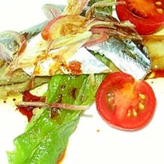 焼き茄子と秋刀魚のサラダ